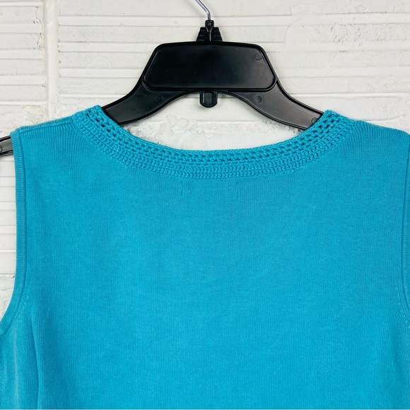 Designers Originals cotton blue Turquoise knit sleeveless blouse size medium - Picture 9 of 11